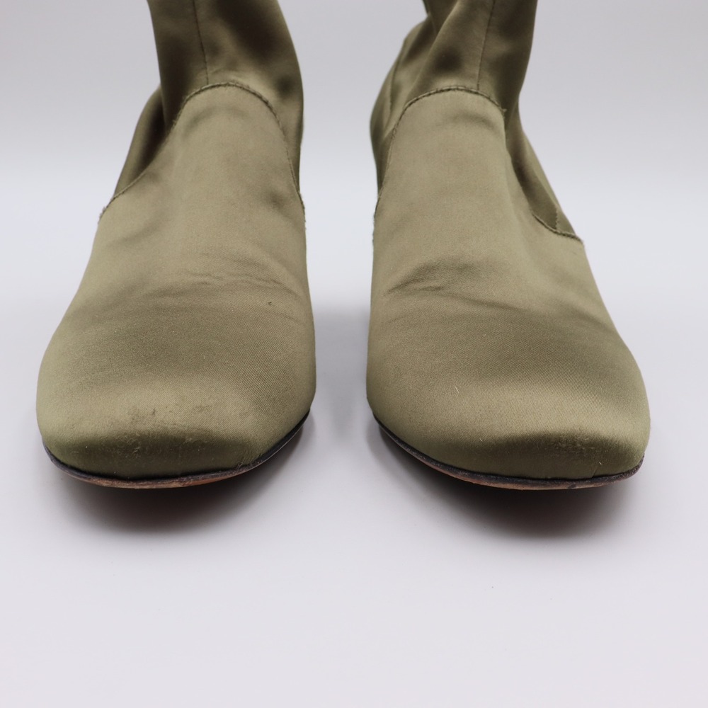 Robert Clergerie Kosst Green Satin Stretch Chunky Heel Ankle Boots Size 9.5B US - Picture 2 of 9
